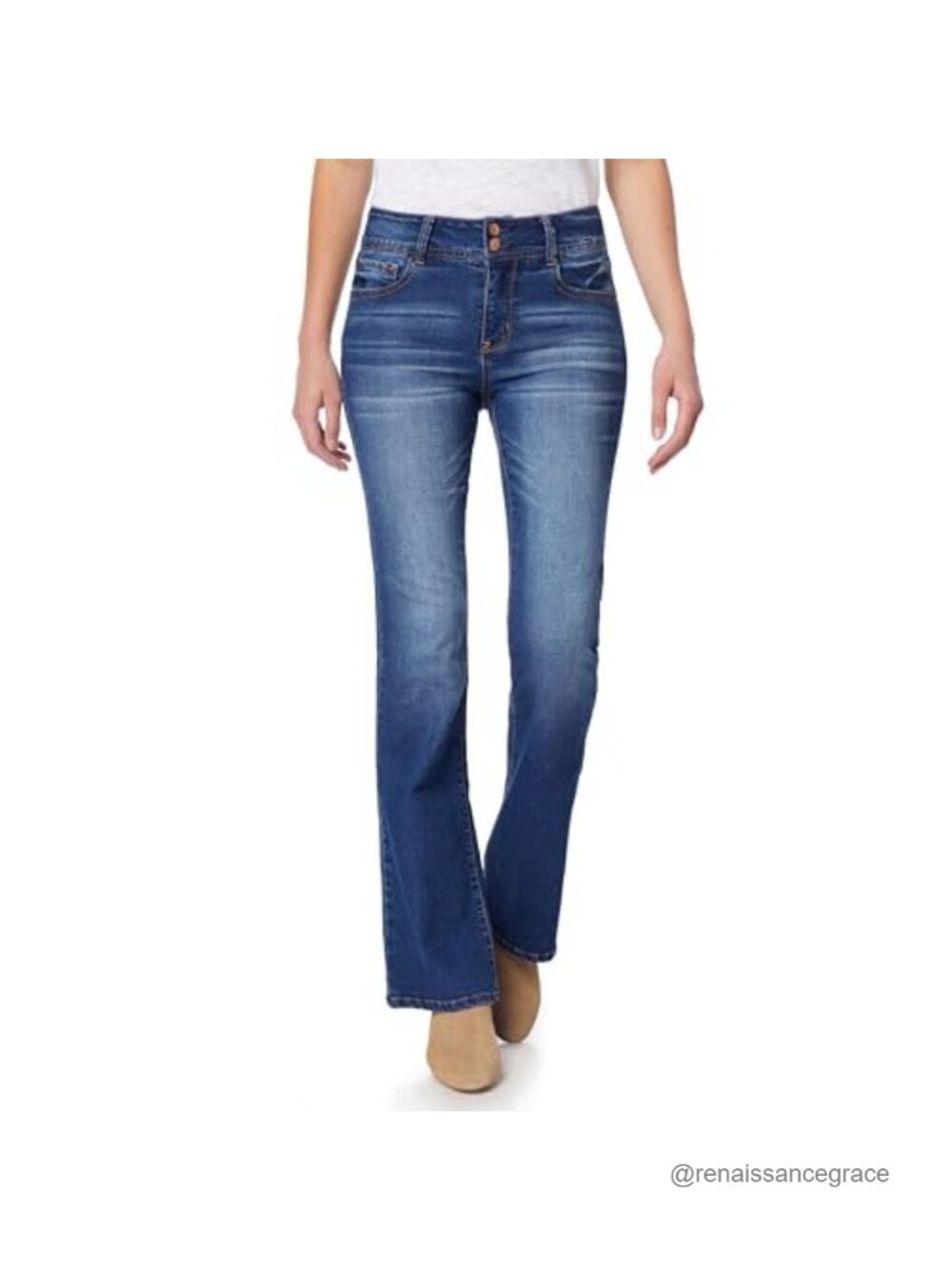 High Rise Flare Jeans Insta Stretch Curvy Fit 5-Pocket Cotton Blend
